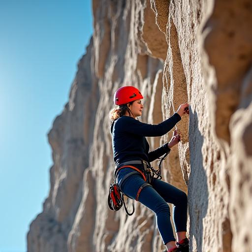 Person beim Klettern an einer Felswand