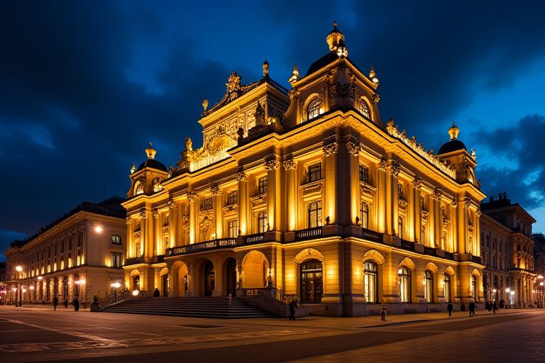 Die Wiener Staatsoper bei Nacht beleuchtet